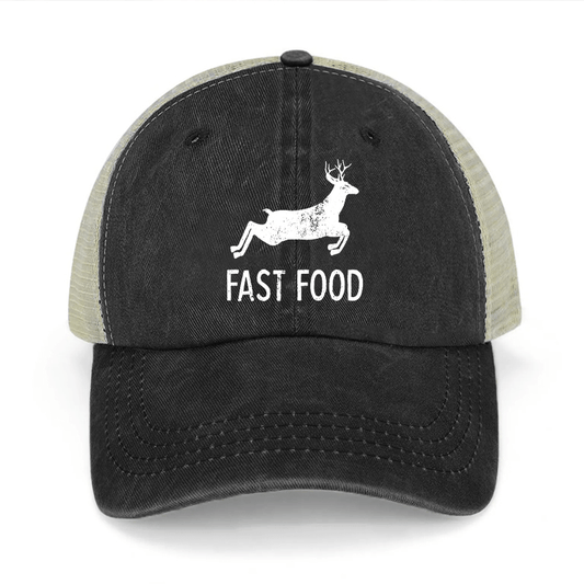 Fast Food Deer Hunting Washed Denim Mesh Back Cap