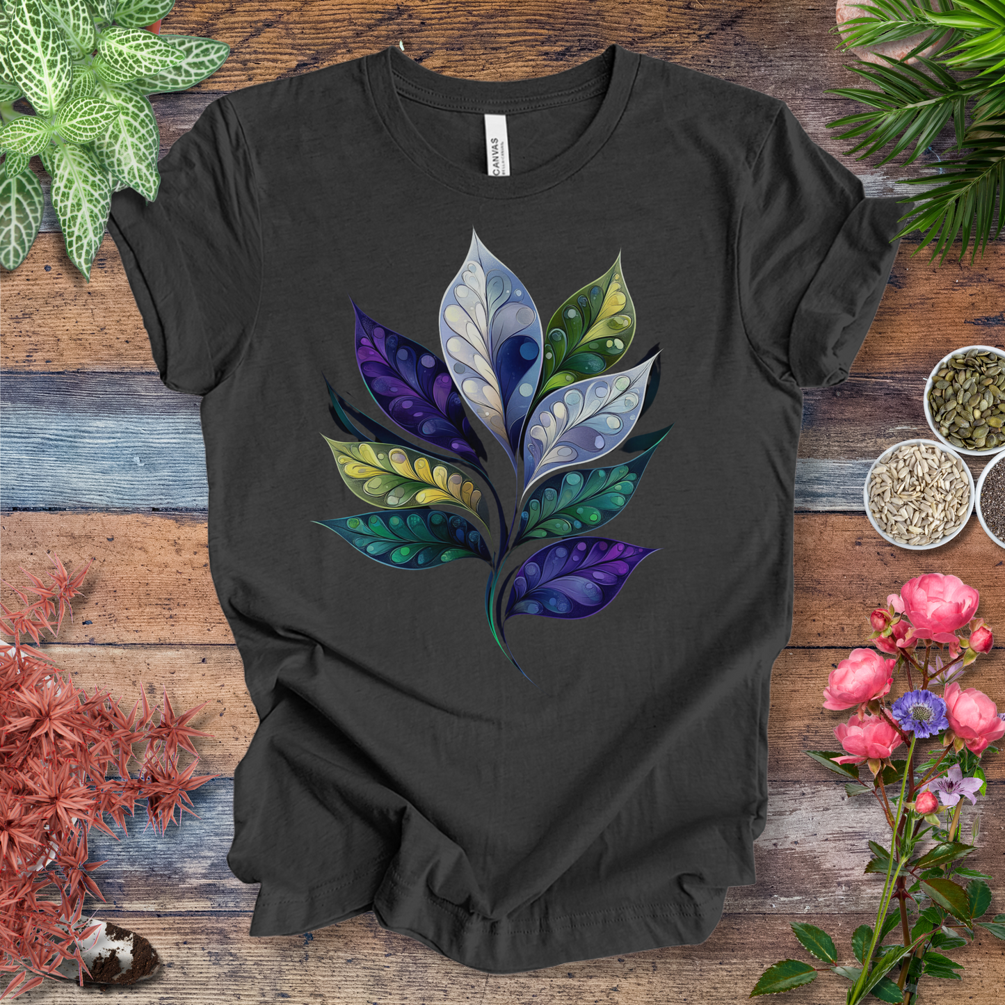 Watercolor Galaxy Leaf T-Shirt