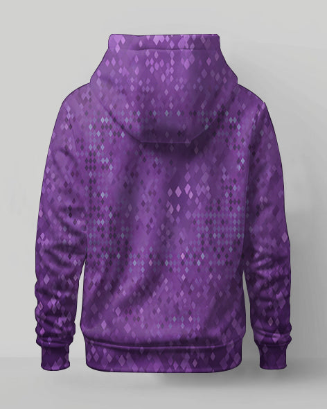 Men's Plus Size Carnival Purple Gradient Diamond Print Hoodie Sweatshirt