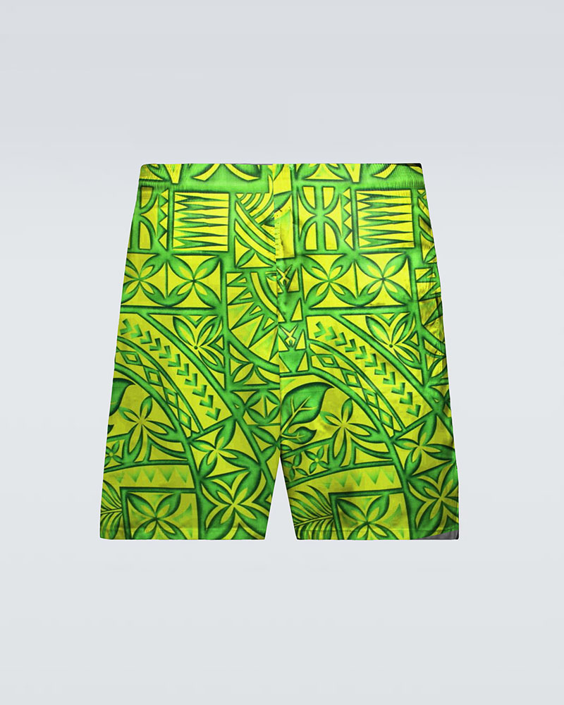 Hawaiian Green Pattern Print Beach Quick-drying Trunks Swimming Trunks Plus Size Men