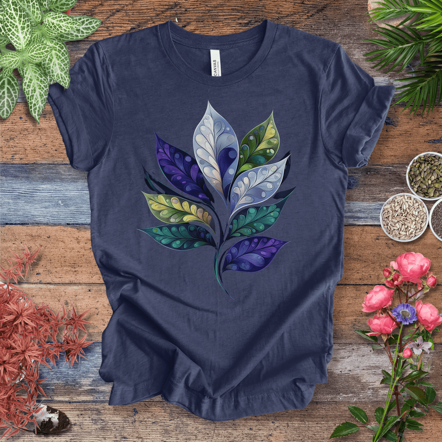 Watercolor Galaxy Leaf T-Shirt