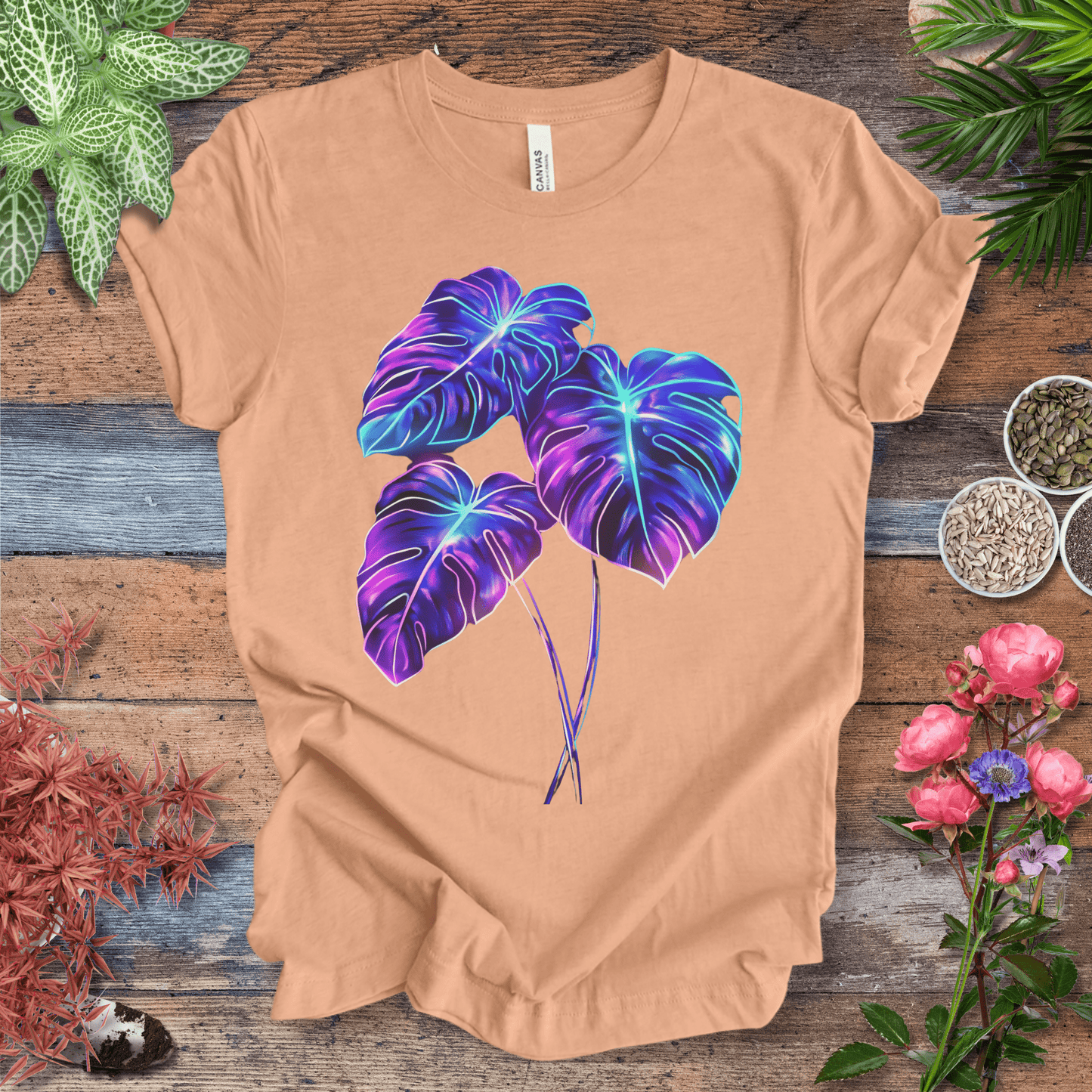 Bioluminescent Monstera Jungle Plant Lover Aesthetic T-Shirt