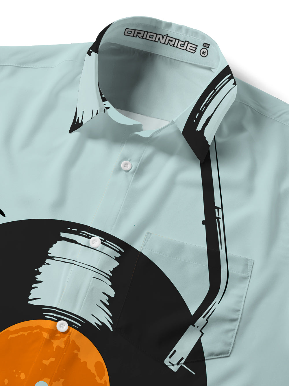 Orionride Short Sleeves Sunset Vinyl Record Zipper Pockets Ultra Lightweight Gravel Shirt