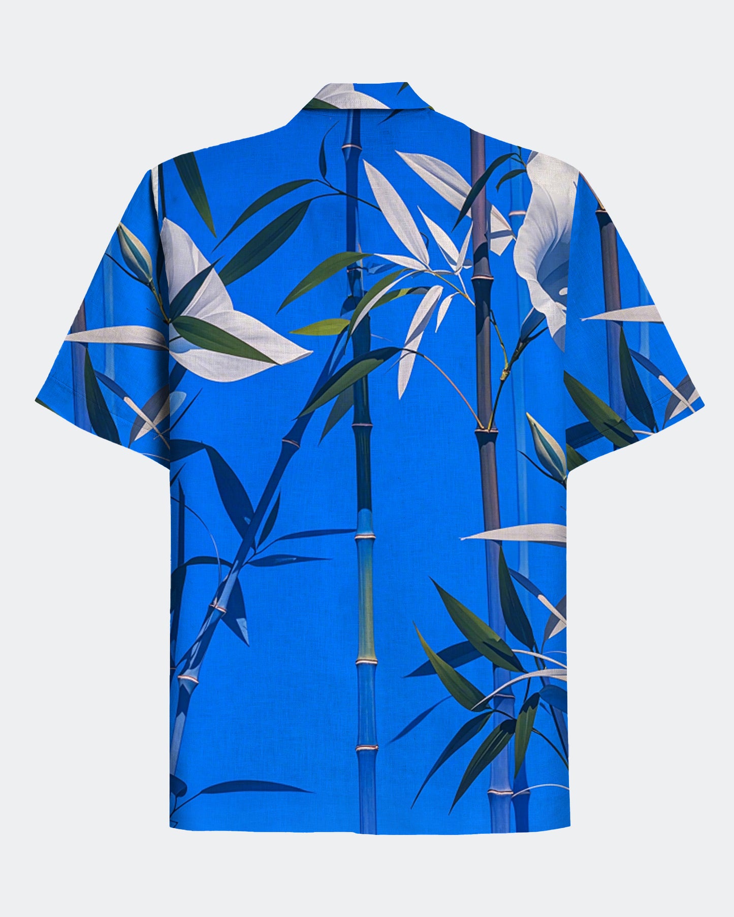 Men's Hawaiian Bamboo Print Lapel Casual Short Sleeve Shirt