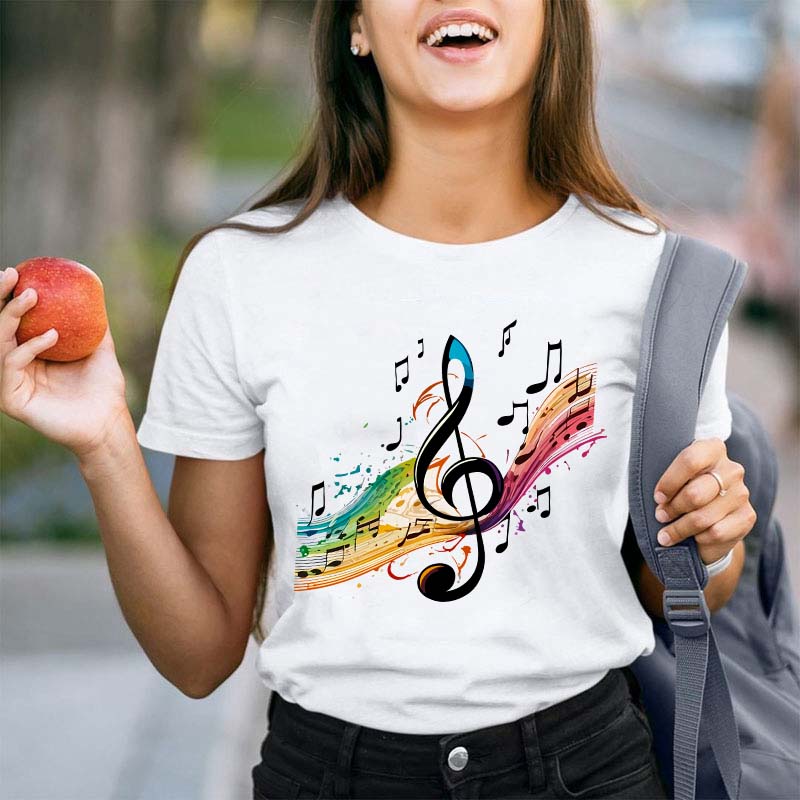 Colorful Music Note Teacher T-Shirt