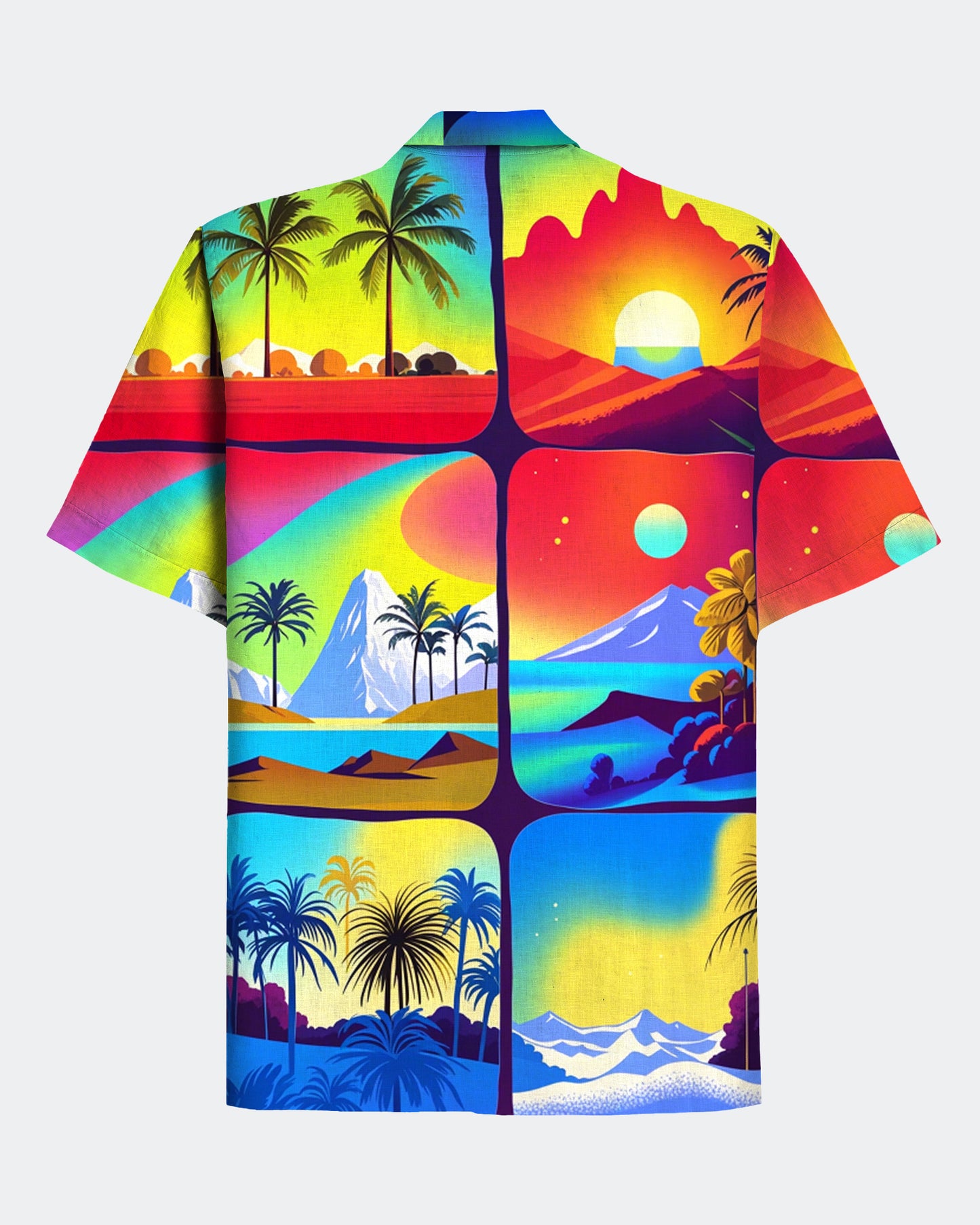 Men's Hawaii Abstract Colorful Natural Environment Print Short Sleeve Shirt