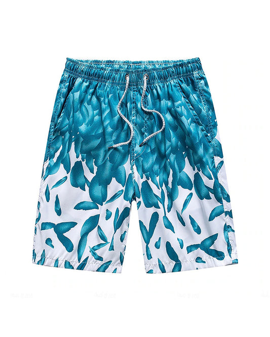 Beach Quick-drying Fabric Blue Petals Swimming Trunks Men's Plus Size