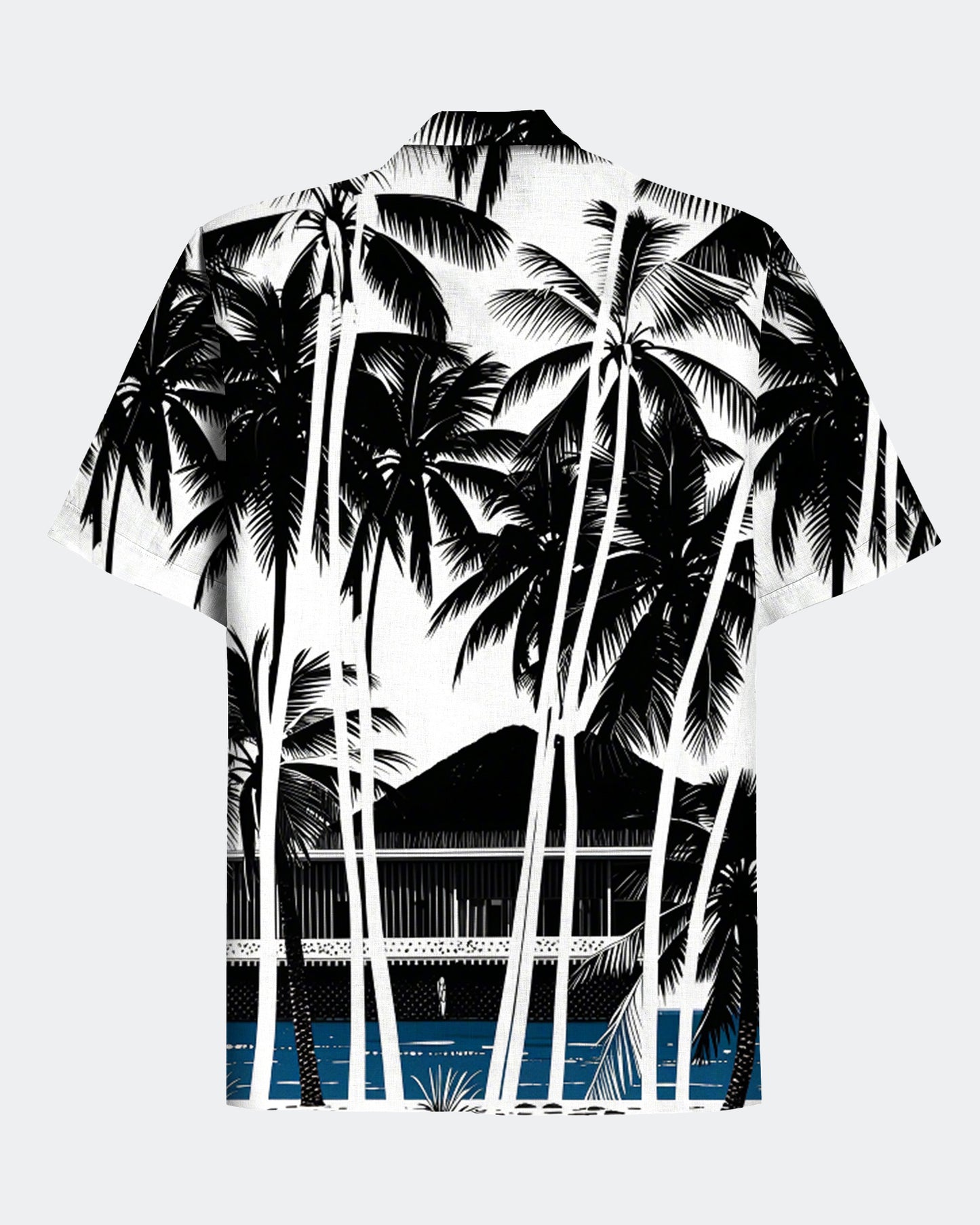 Men's Casual Hawaiian Coconut Tree Prints Cuban Collar Short Sleeve Shirt