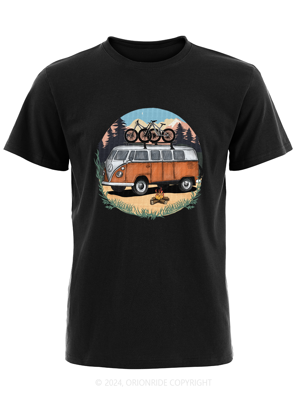 Orionride Short Sleeves Retro Camper Vans Bike T-Shirt