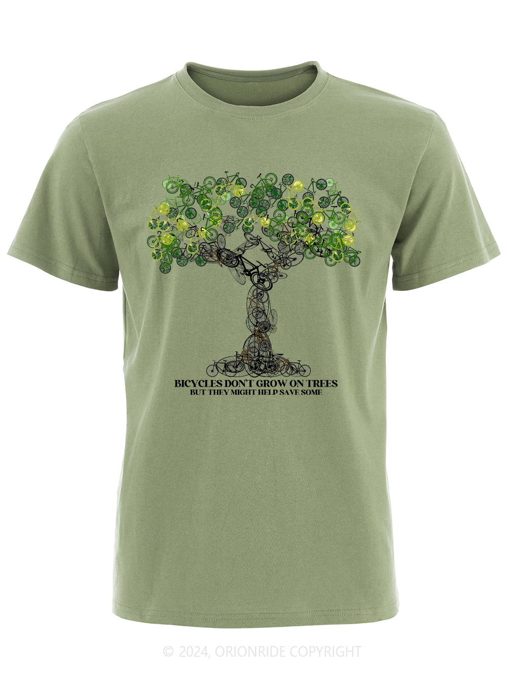 Orionride Short Sleeves Bicycle Tree Art Bike T-Shirt