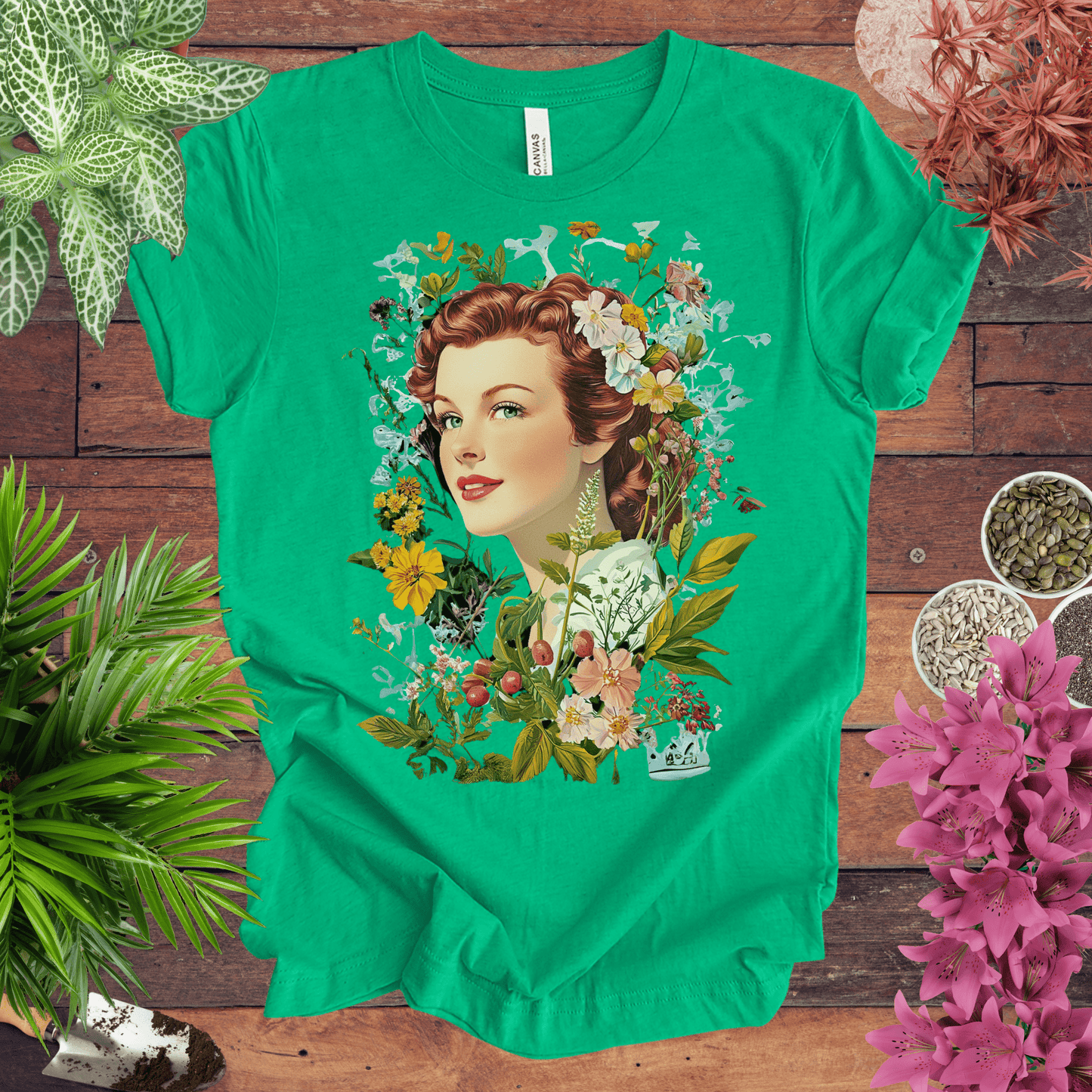 Vintage Floral Portrait T-Shirt