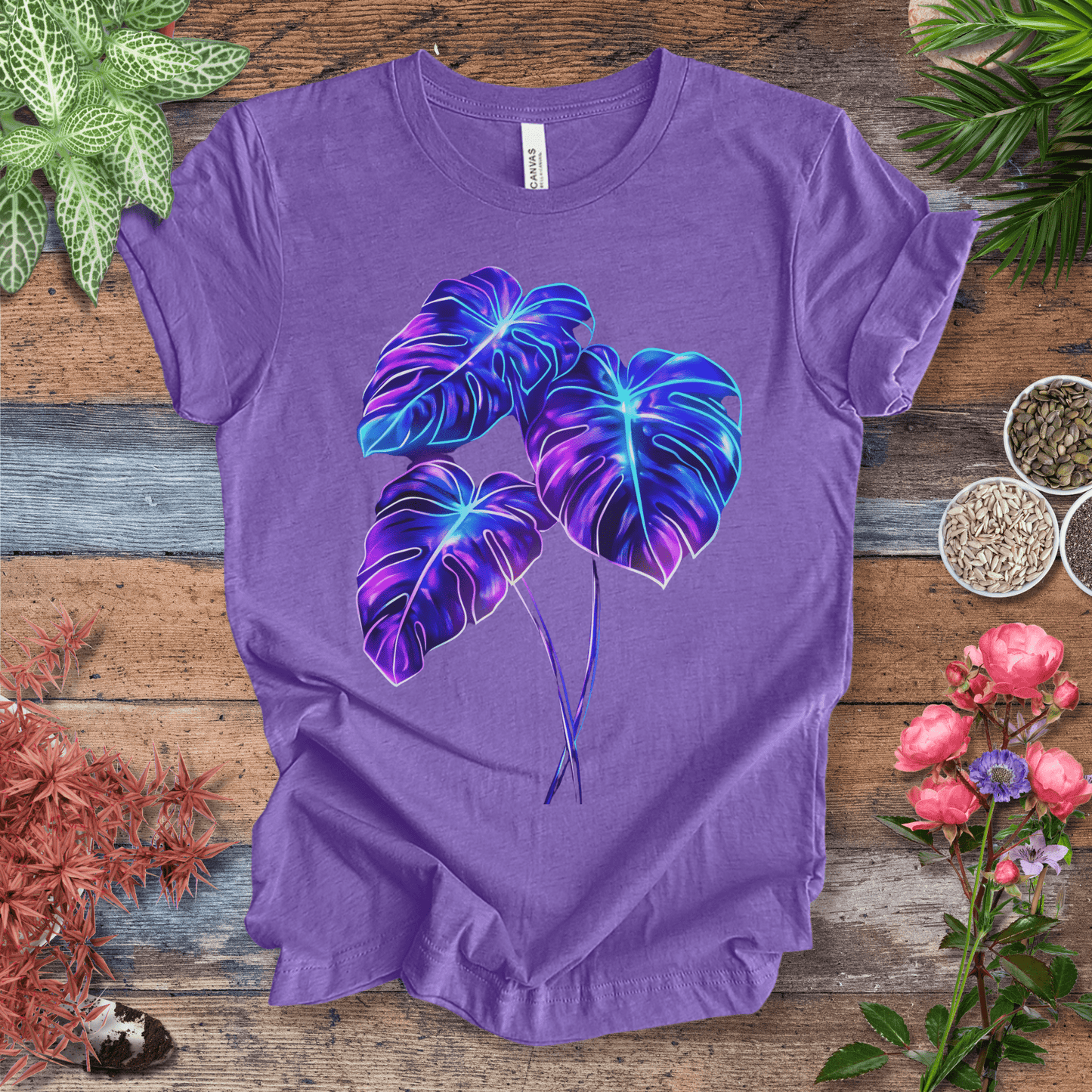 Bioluminescent Monstera Jungle Plant Lover Aesthetic T-Shirt