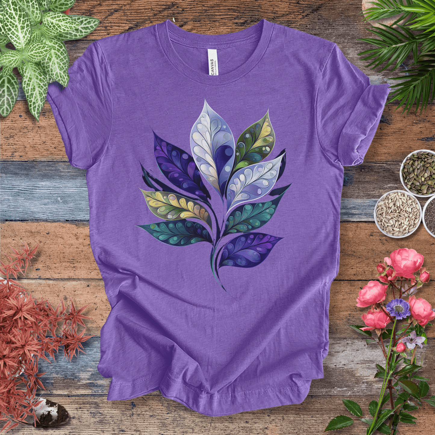 Watercolor Galaxy Leaf T-Shirt