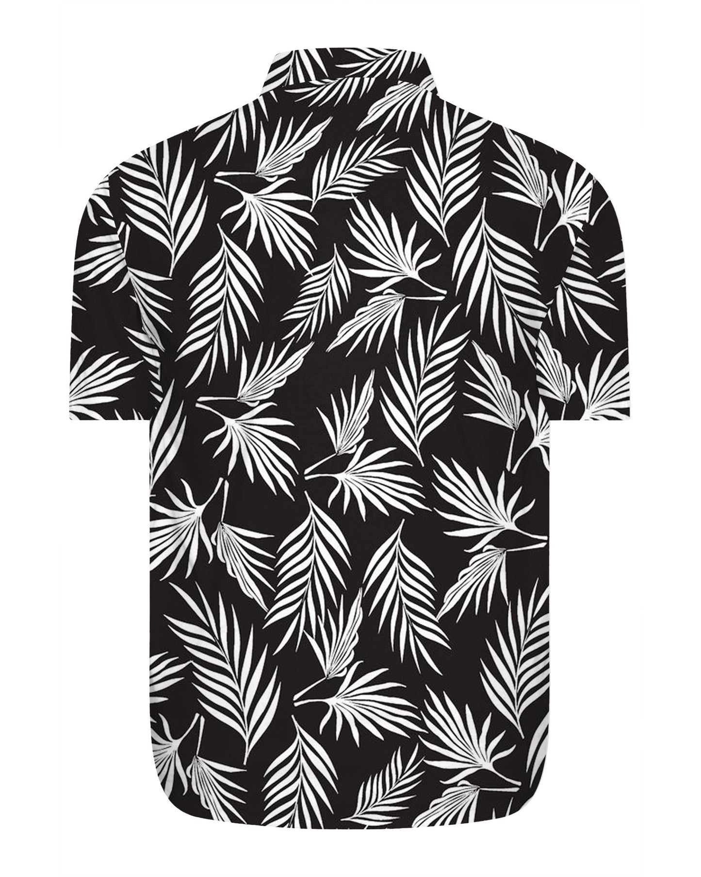 Men's Plus Size Shawat Coconut Black Plant Silhouette Short Sleeve Shirt