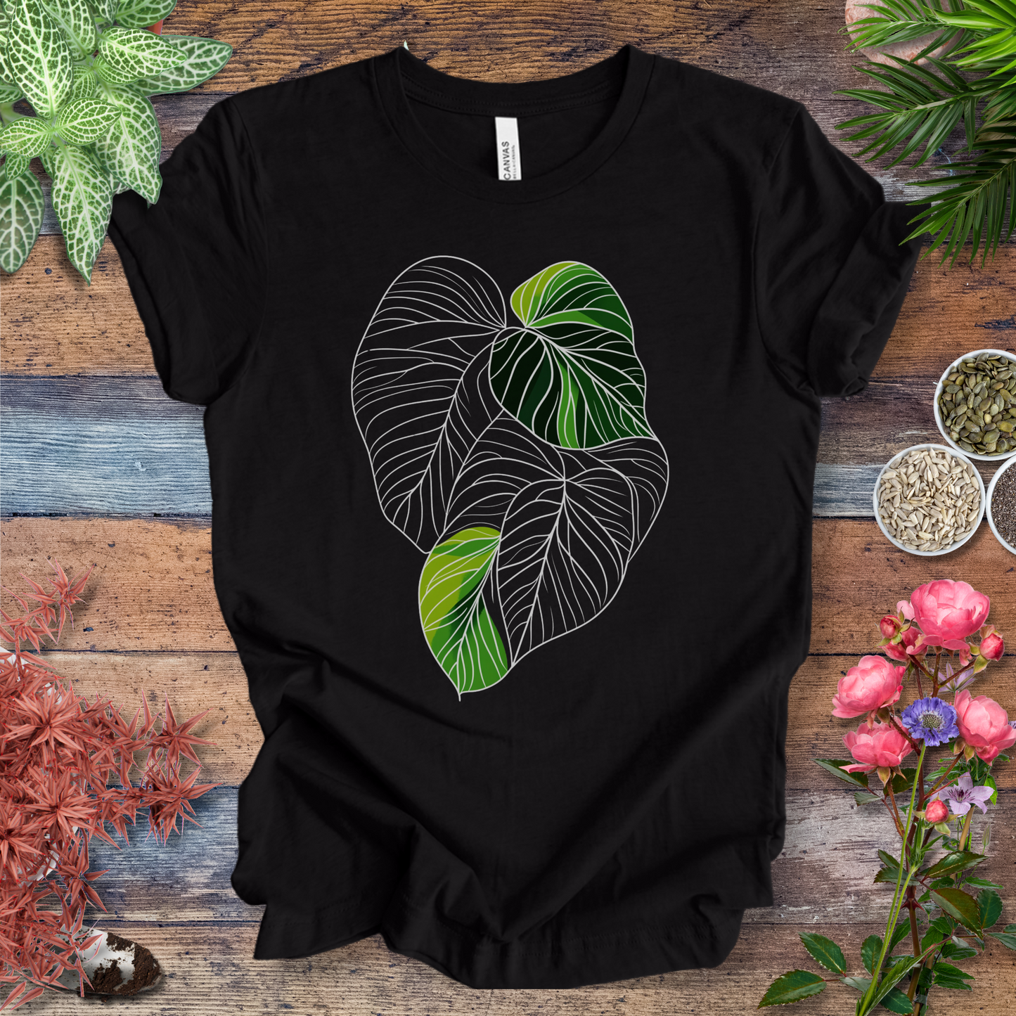 Abstract Green Monstera Leaf T-Shirt