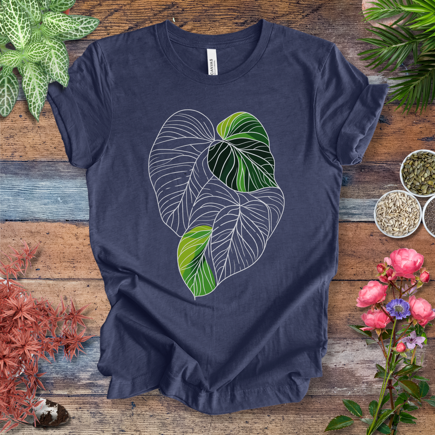 Abstract Green Monstera Leaf T-Shirt