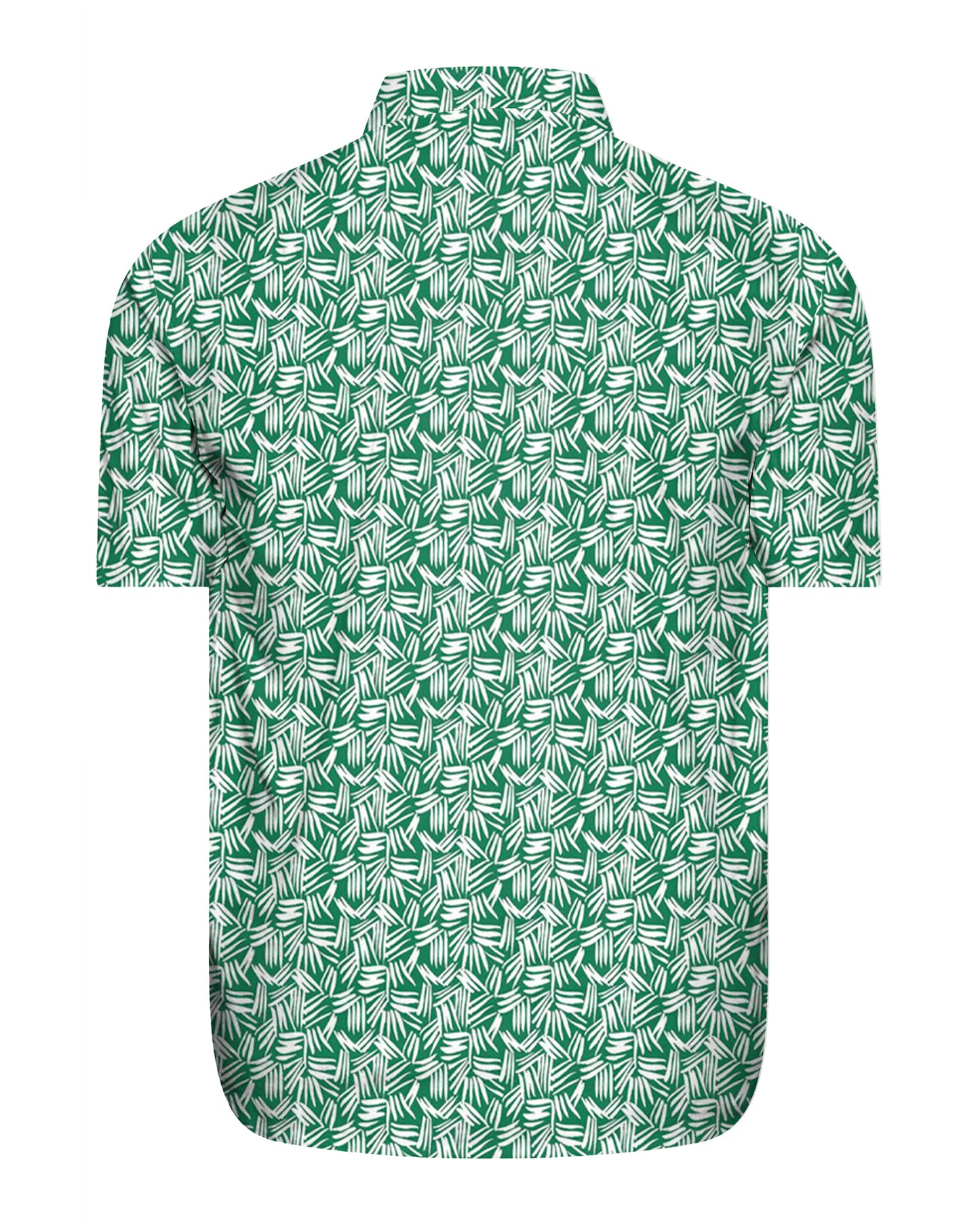 Men's Plus Size Abstract Geometric Leaf Silhouette Green Lapel Short Sleeve Shirt