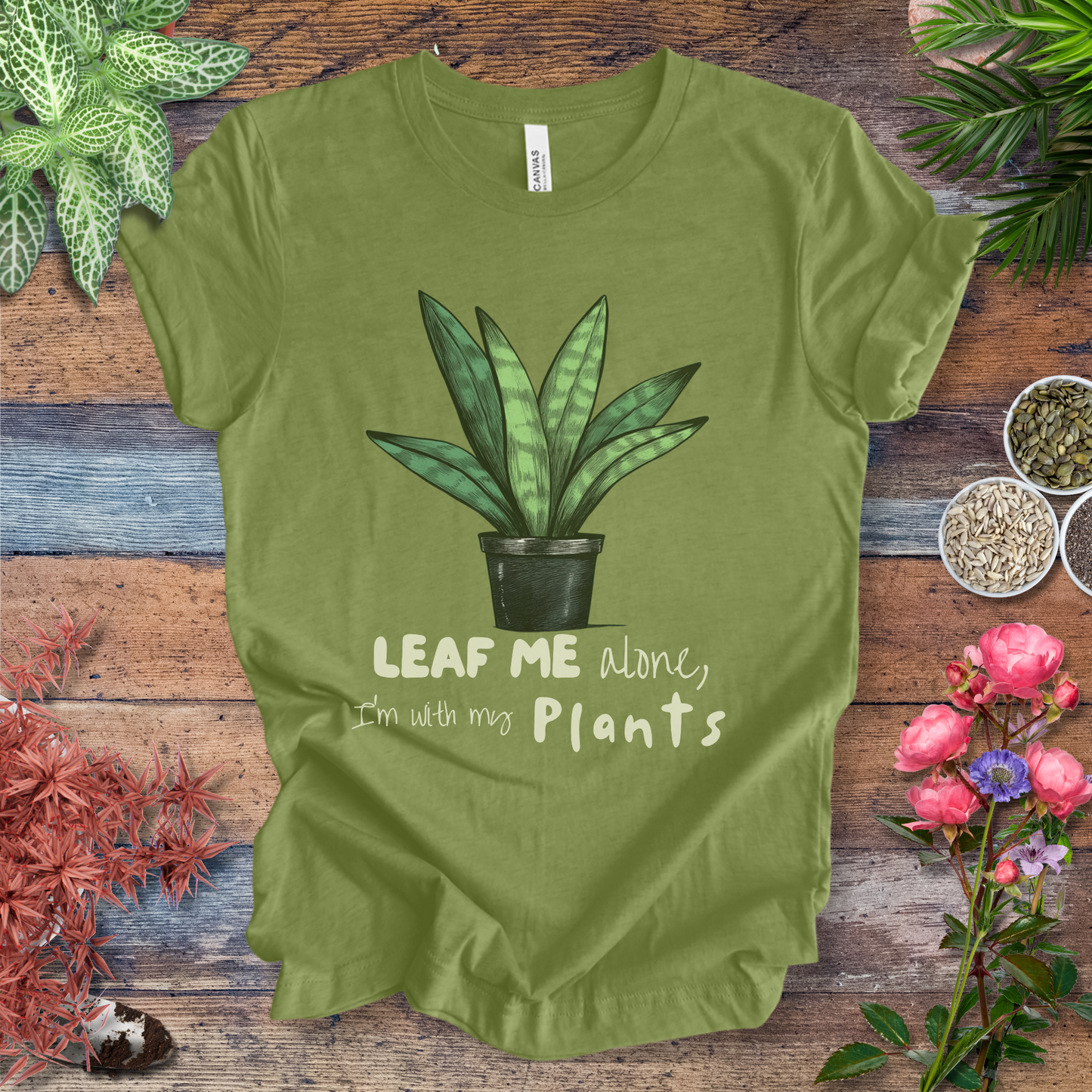 "Leaf Me Alone" Funny Snake Plant Lover T-Shirt