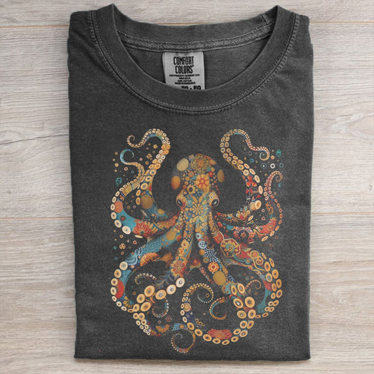 Vintage Flower Patterns Floral Octopus T-shirt