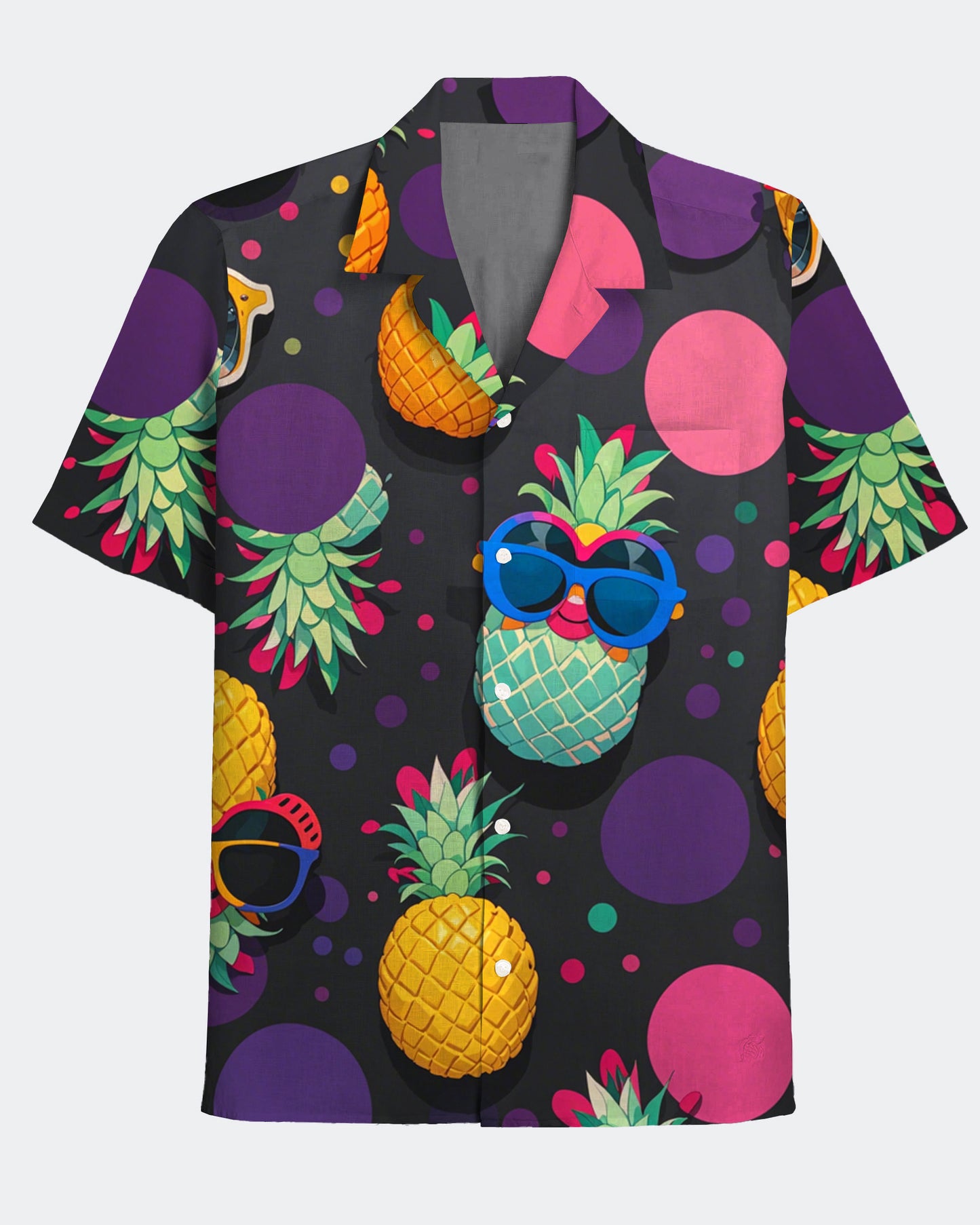 Men's Hawaii Childlike Abstract Pineapple Print Short Sleeve Shirt