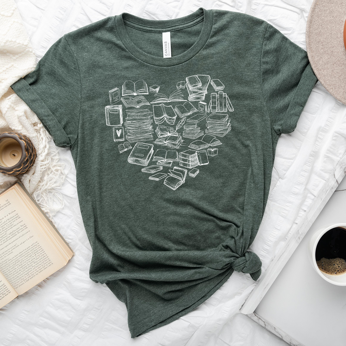 book heart unisex tee