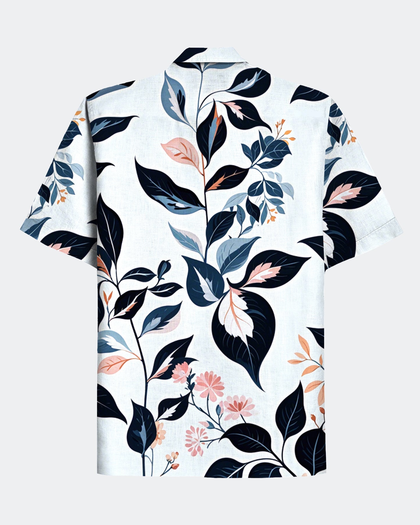 Men's Casual Leaves Graphic Print Hawaiian Short Sleeve Shirt