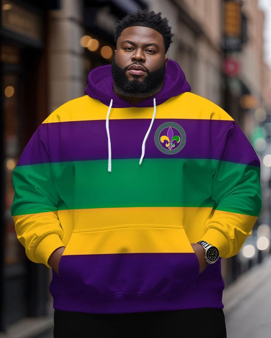 Men's Plus Size Carnival Colorblock Printed Hoodie Sweatshirt