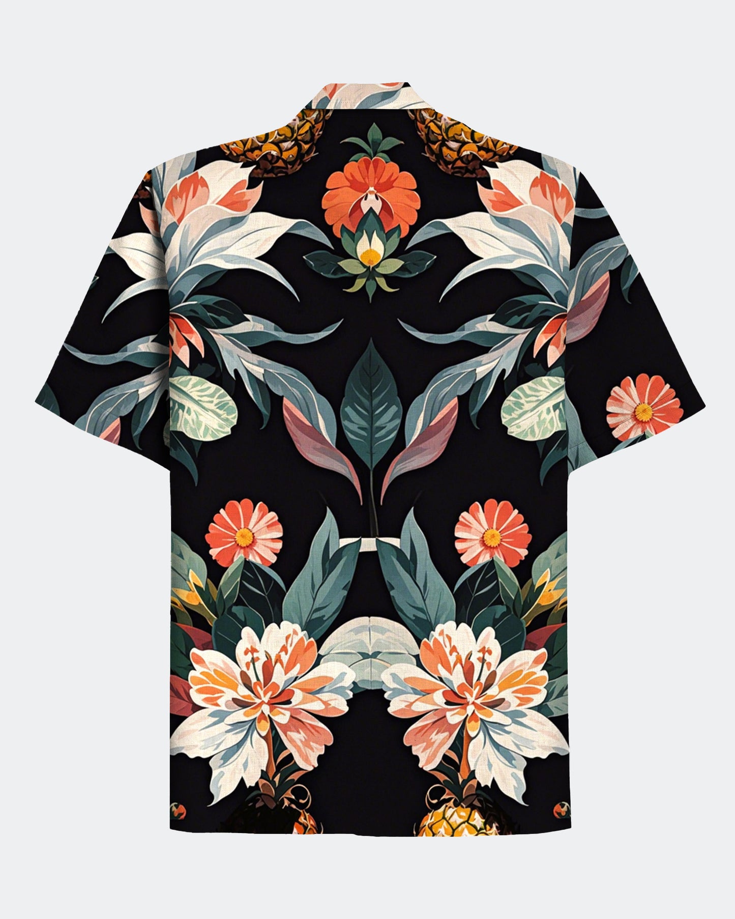 Men's Casual Hawaiian Flower Print Vintage Short Sleeve Shirt