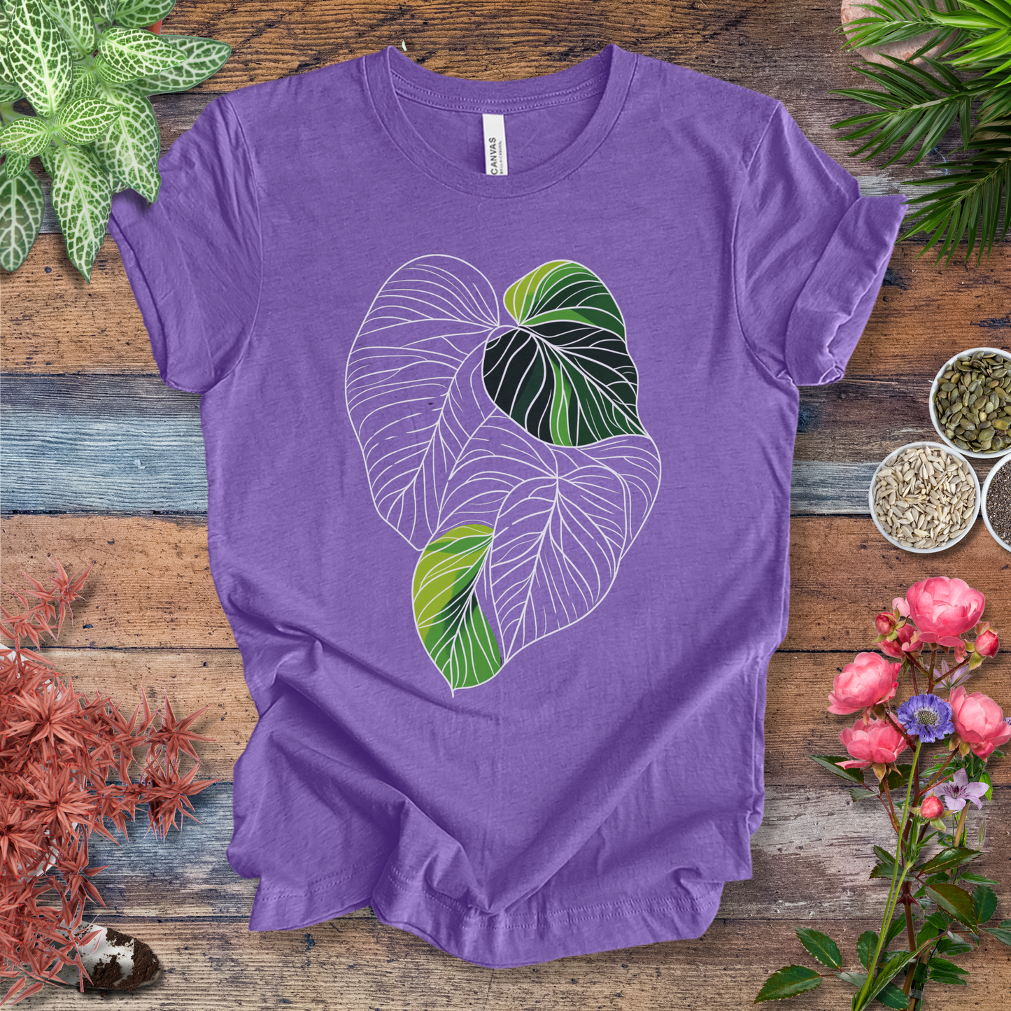 Abstract Green Monstera Leaf T-Shirt