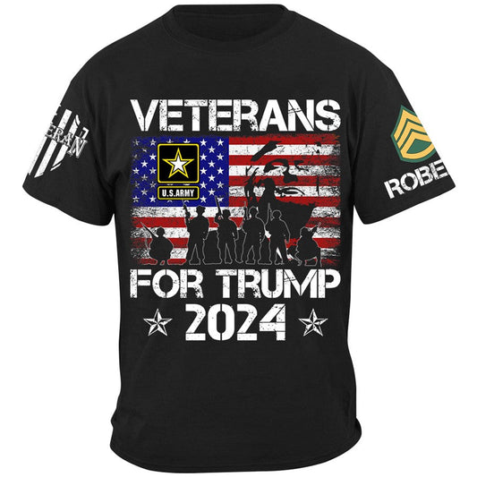 Veterans For Trmp 2024 Custom All Branches Rank Name Shirt For Veteran H2511 Trna