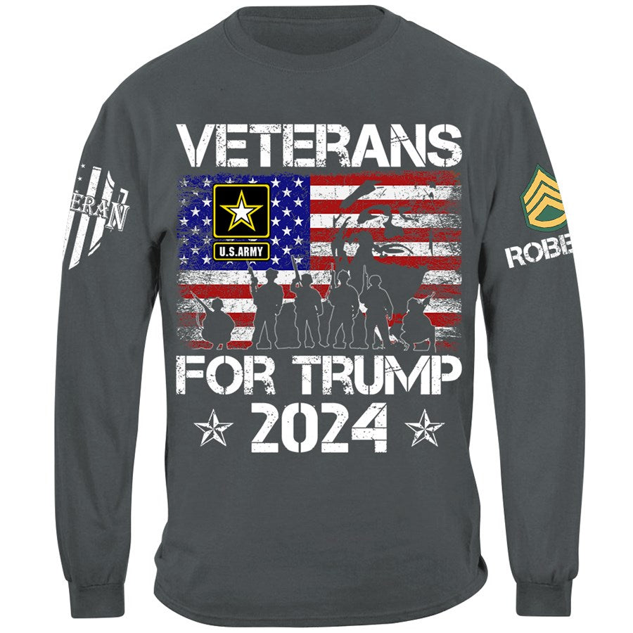 Veterans For Trmp 2024 Custom All Branches Rank Name Shirt For Veteran H2511 Trna