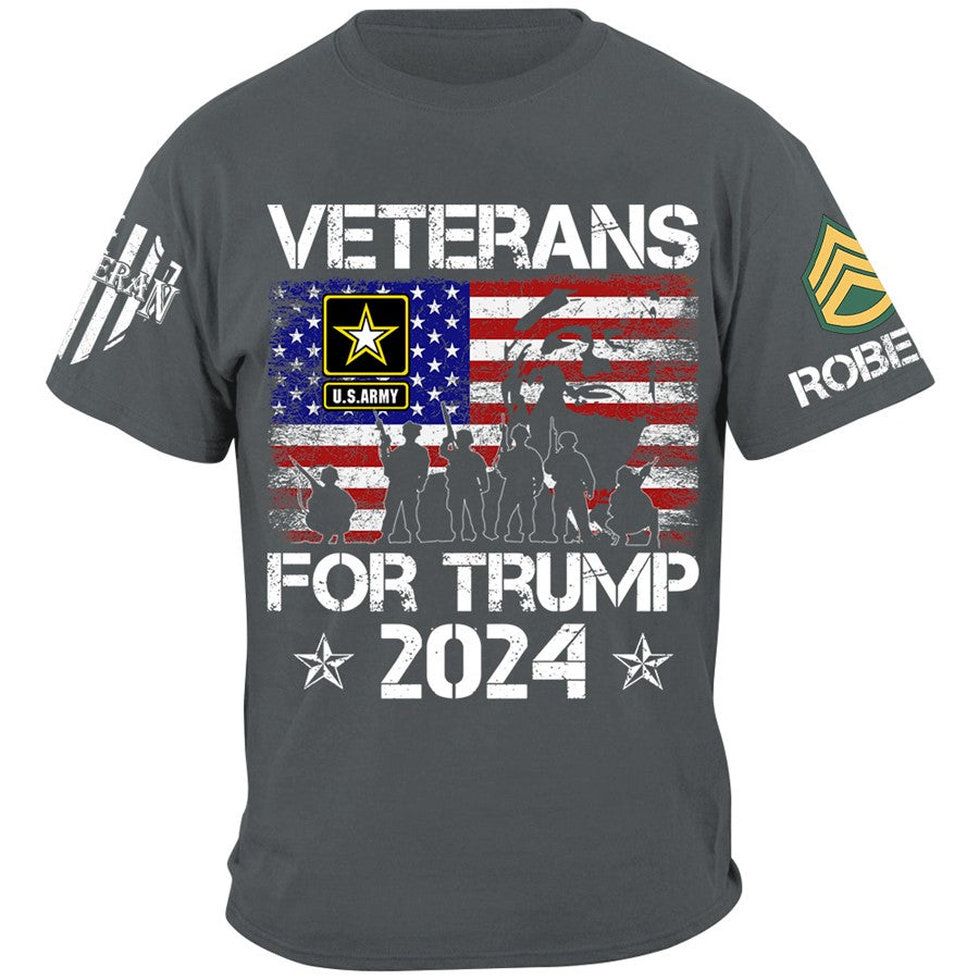 Veterans For Trmp 2024 Custom All Branches Rank Name Shirt For Veteran H2511 Trna