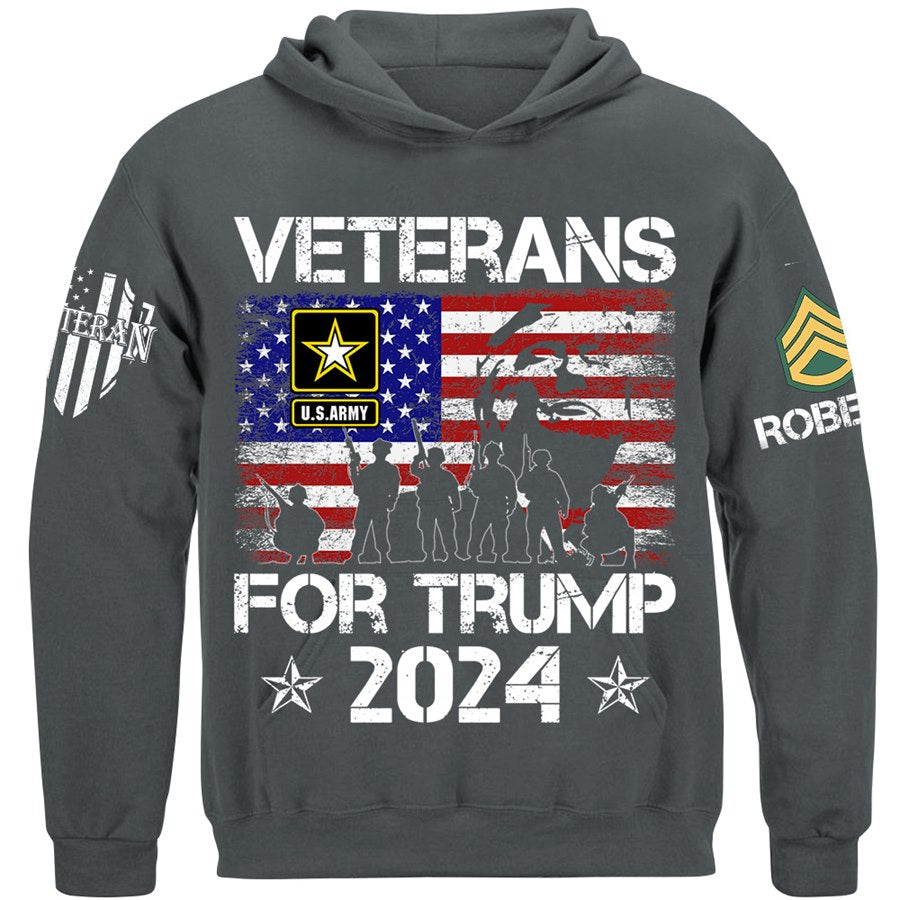 Veterans For Trmp 2024 Custom All Branches Rank Name Shirt For Veteran H2511 Trna