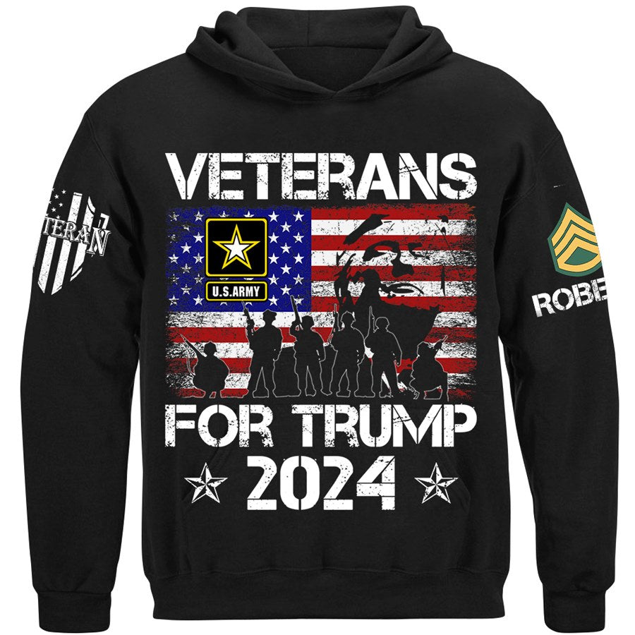 Veterans For Trmp 2024 Custom All Branches Rank Name Shirt For Veteran H2511 Trna