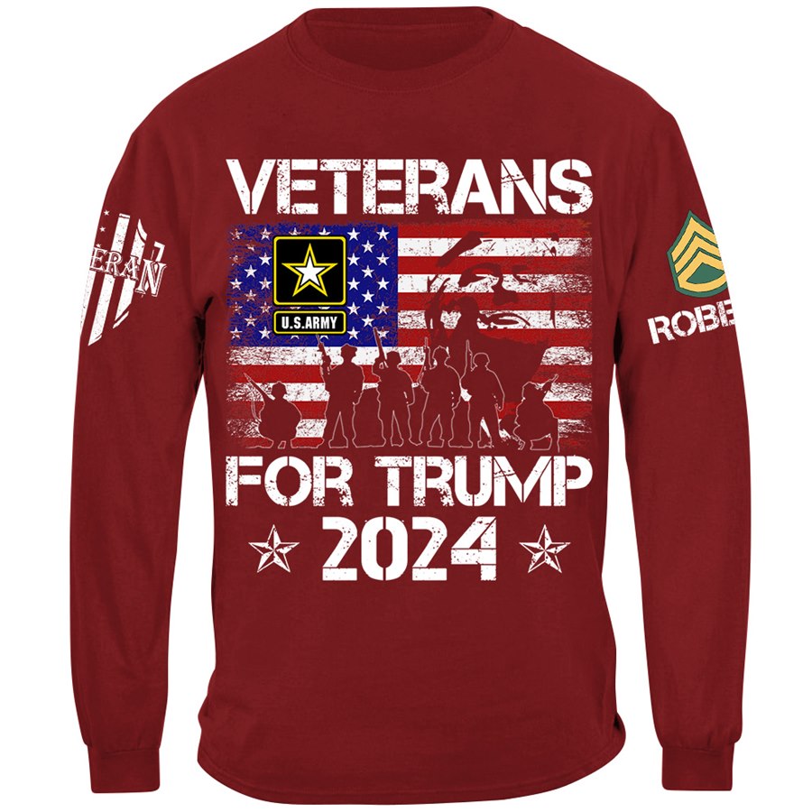 Veterans For Trmp 2024 Custom All Branches Rank Name Shirt For Veteran H2511 Trna