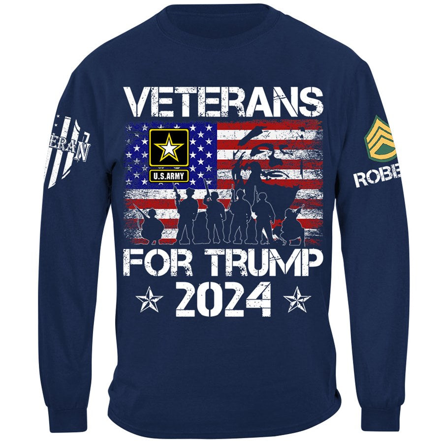 Veterans For Trmp 2024 Custom All Branches Rank Name Shirt For Veteran H2511 Trna