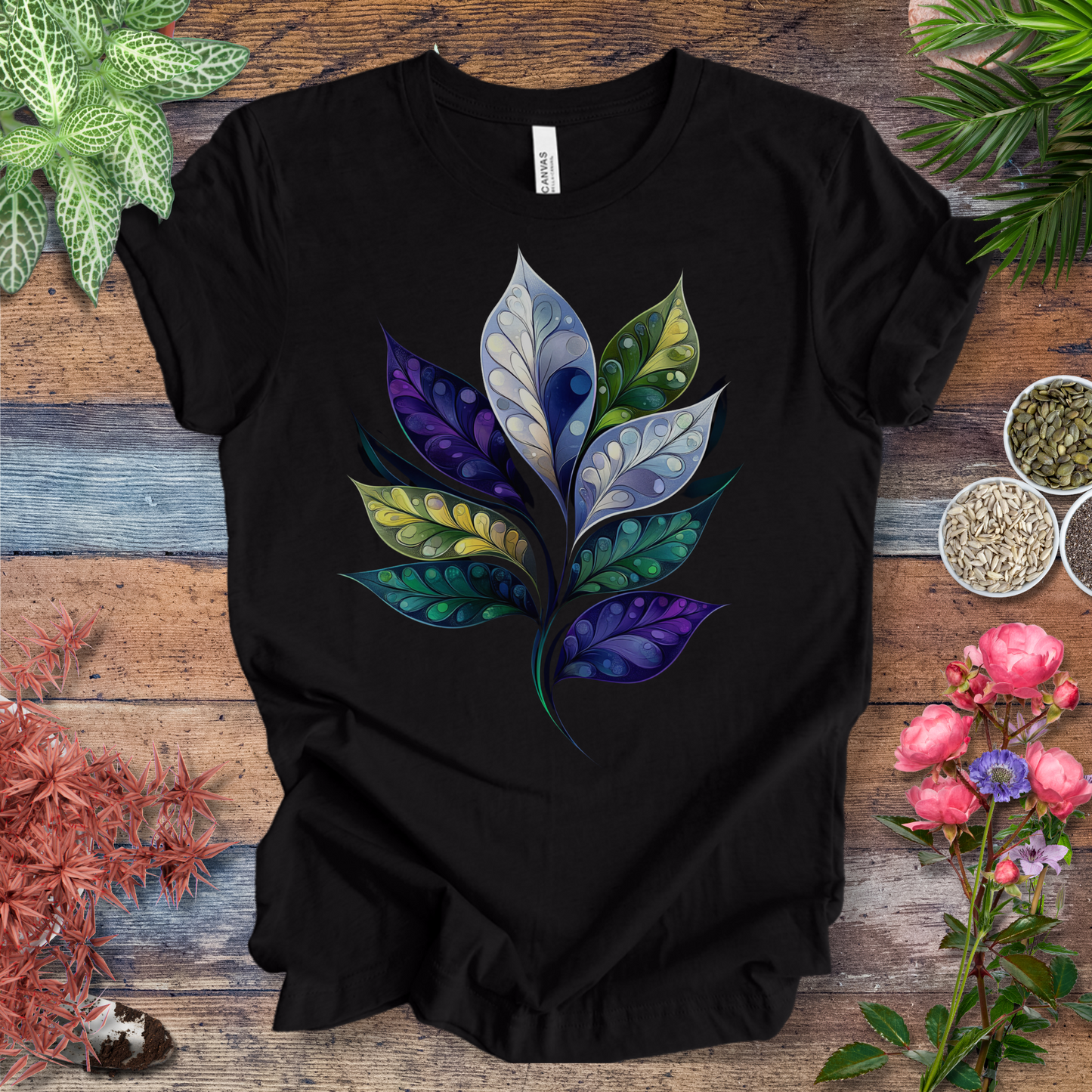 Watercolor Galaxy Leaf T-Shirt