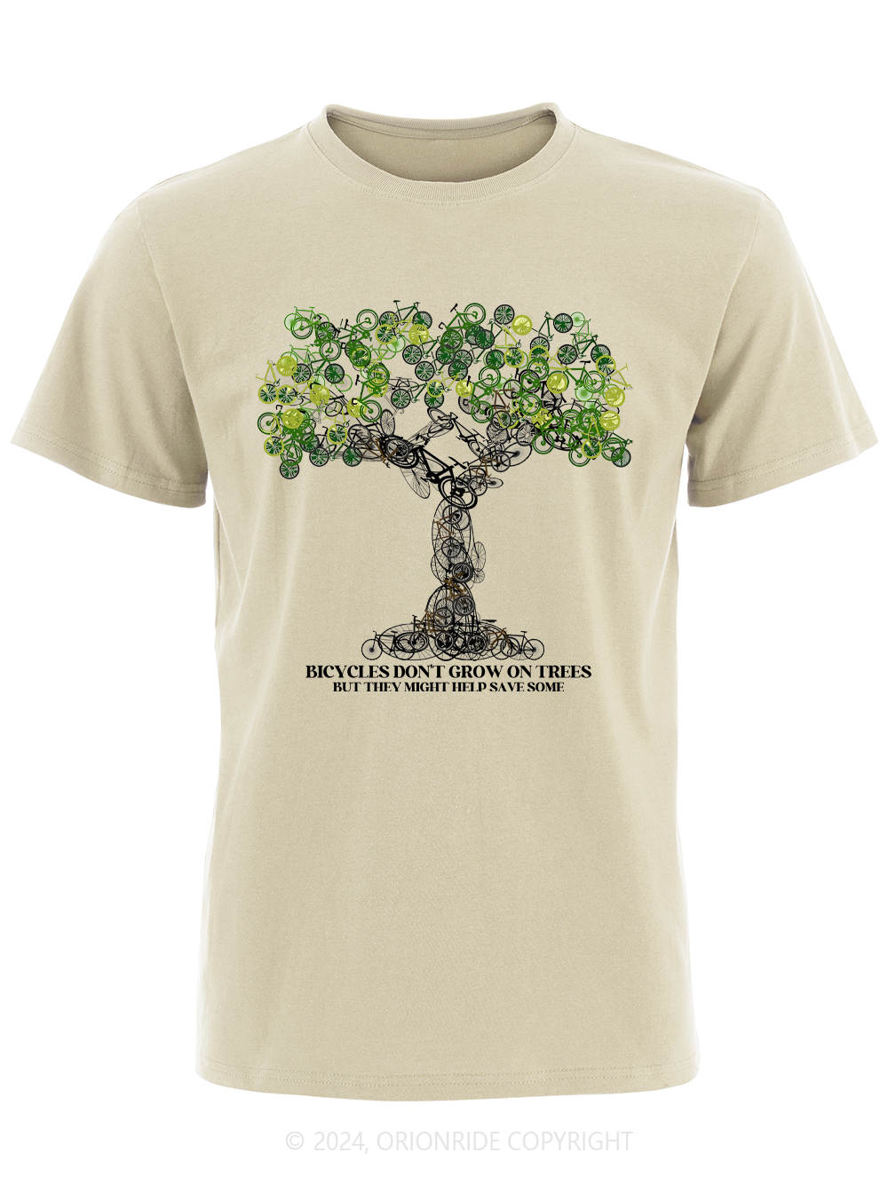 Orionride Short Sleeves Bicycle Tree Art Bike T-Shirt