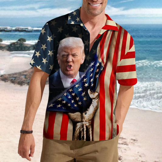 Custom Funny Donald Trump Photo Hawaii Shirt T286 62454