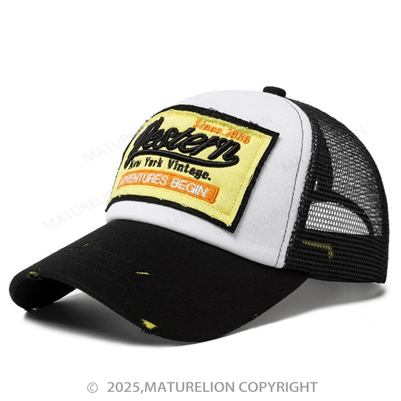 Maturelion Men's Cap 1985 Vintage Trucker Hat with Green and Gold Accents