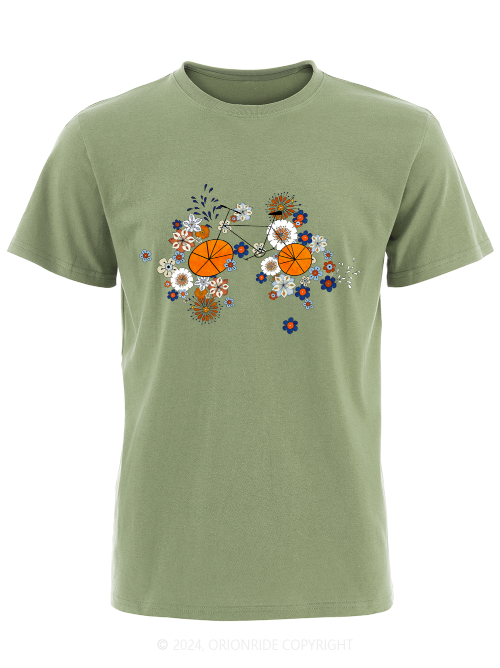 Orionride Short Sleeves Multicolor Flowers Bike T-Shirt