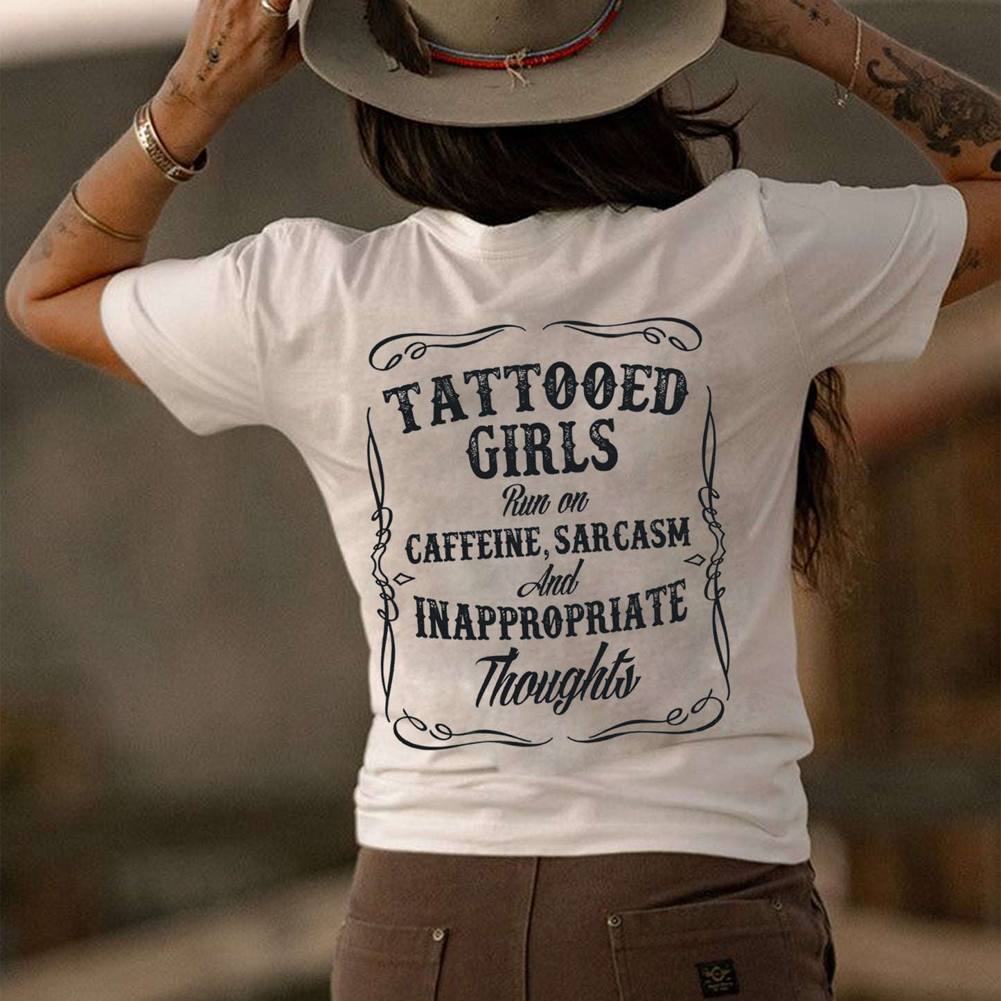 Tattooed Girls Caffein, Sarcasm And Inappropriate Thoughts T-shirt