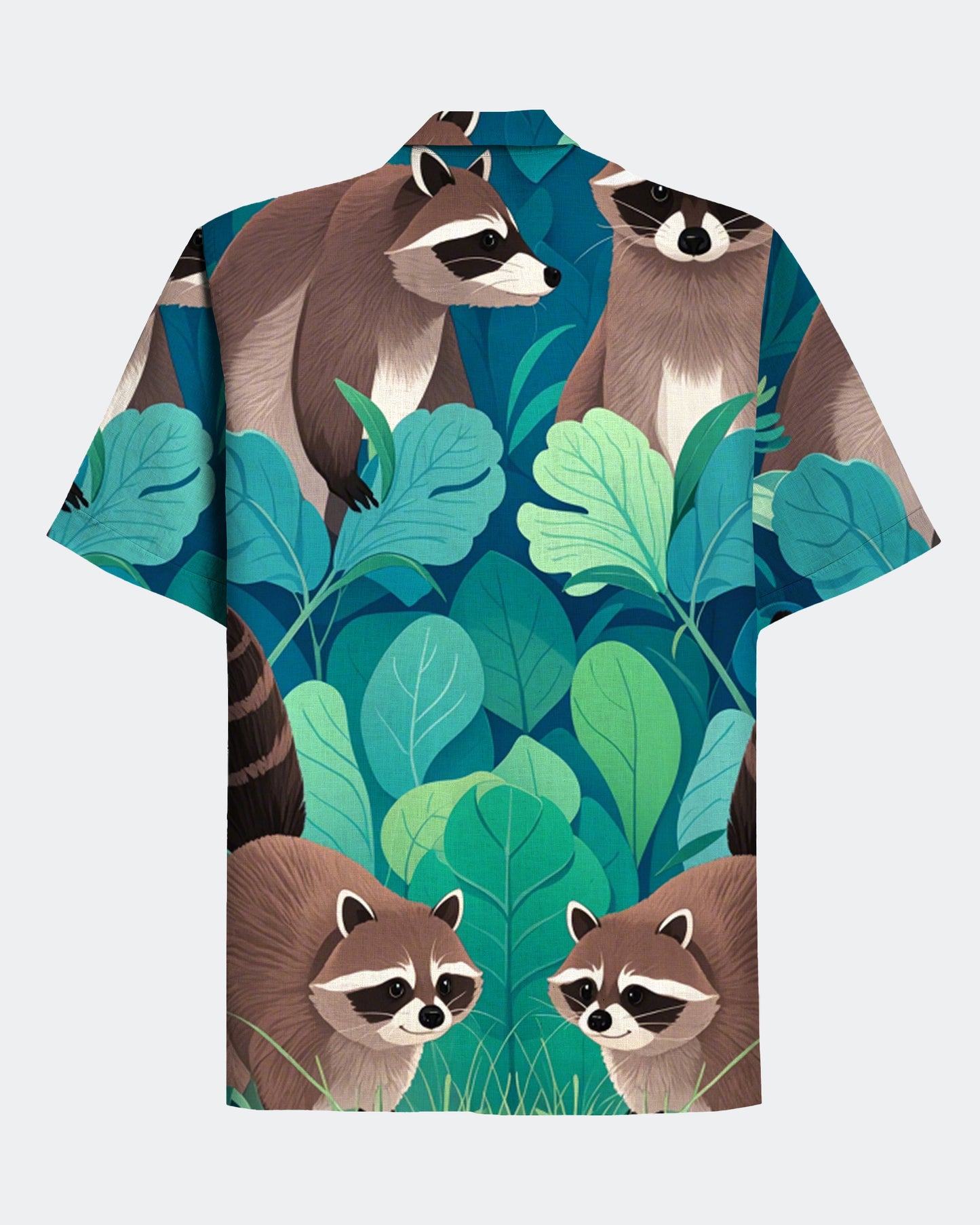 Men's Hawaii Raccoon Print Short Sleeve Shirt