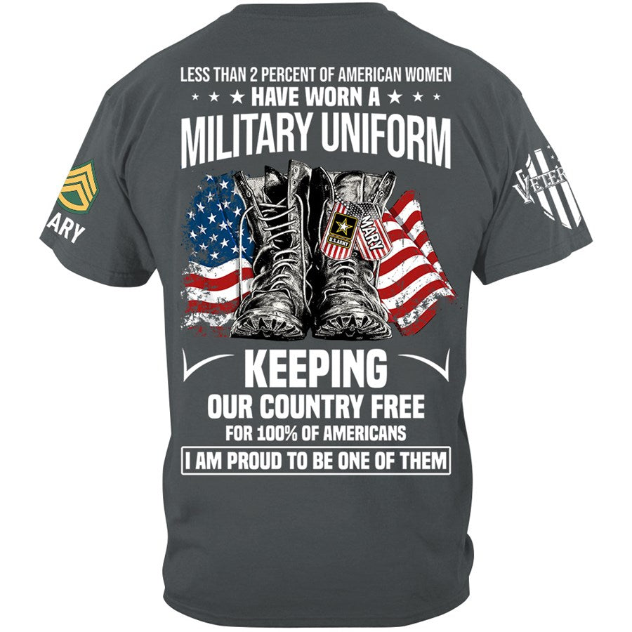 Less Than 2 Percent Of American Women Have Worn A Military Uniform Keeping Our Country Free Custom Shirt For Veteran H2511 Trna