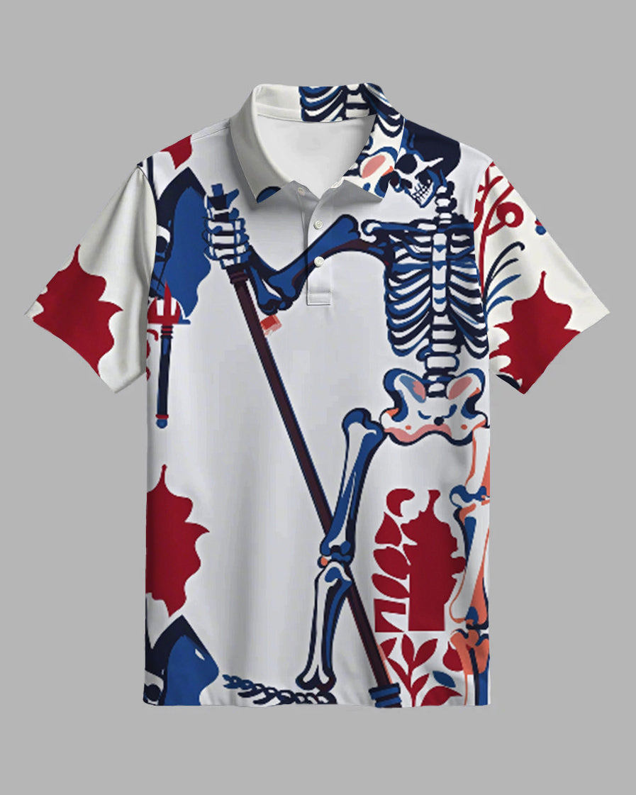 Men's Fantasy Skull Print Short-Sleeved Polo