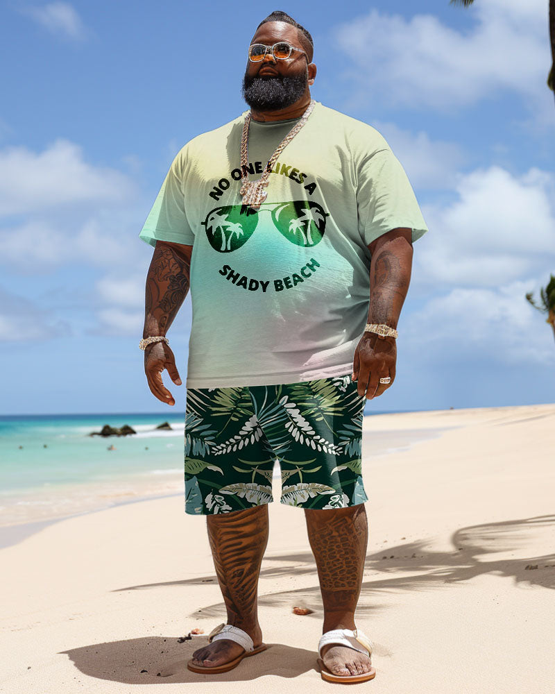 Men's Plus Size Hawaiian Tie-Dye Sunglasses Letter Print T-Shirt Shorts Suit