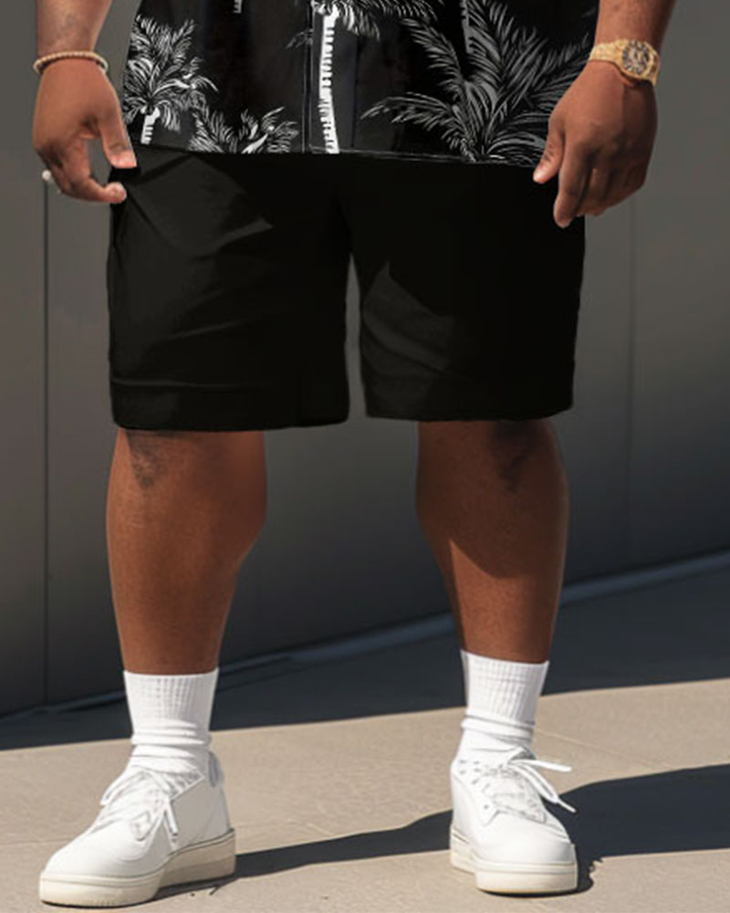 Men's Plus Size Casual Holiday Coconut Tree Print Short Sleeve Shirt Shorts Set