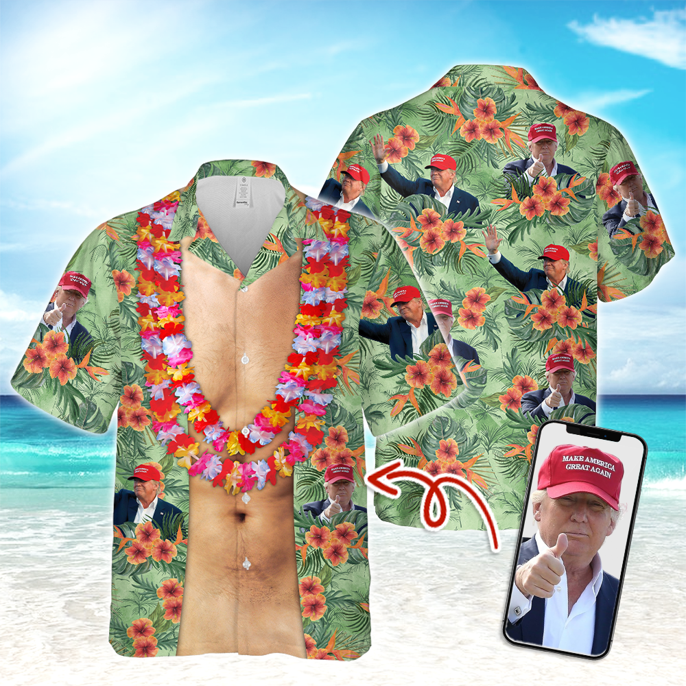 Custom Trump Photo With Floral Pattern Hawaii Shirt TH10 62508