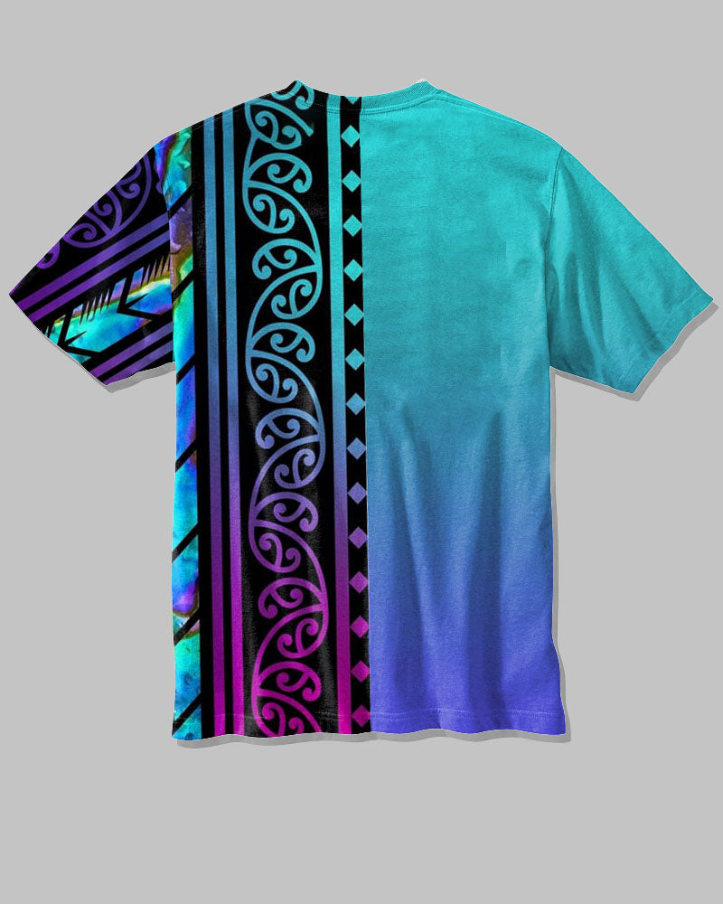 Men's Plus Size-inlaid Abalone Shell Print Short Sleeve Shirt