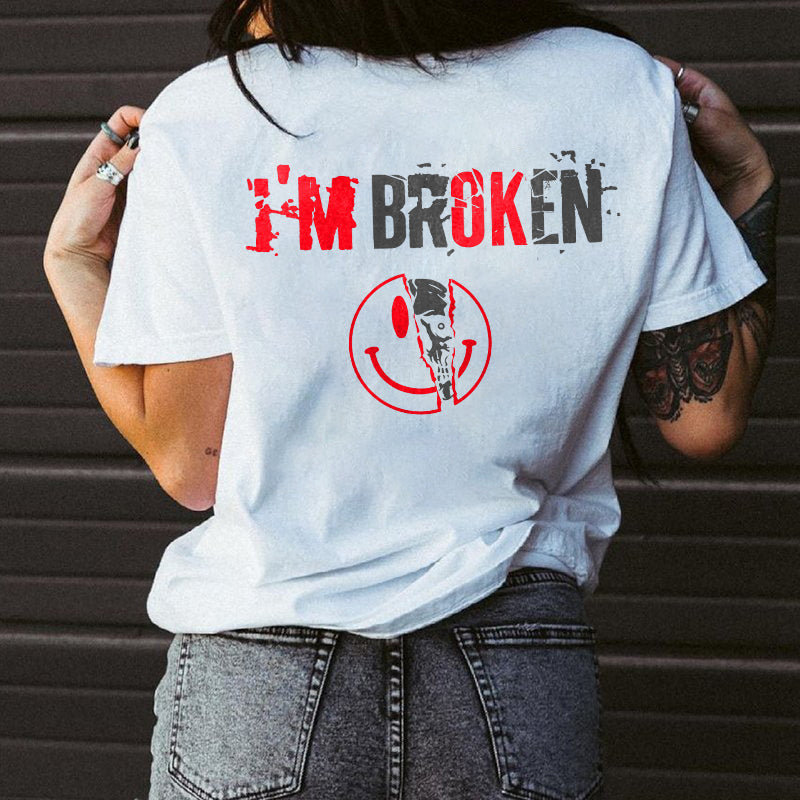 Vintage I'm Broken Skull Women's Monogram T-shirt